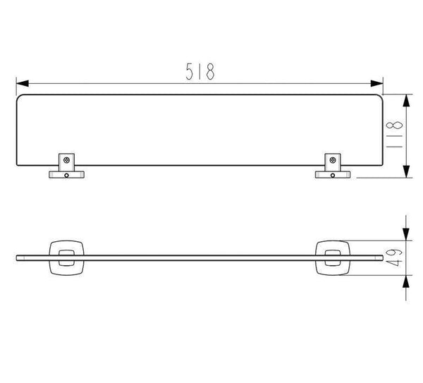 Legra Brushed Nickel Glass Shelf - Bayside Bathroom