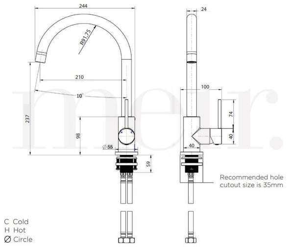 Meir Brushed Nickel Round Kitchen Mixer