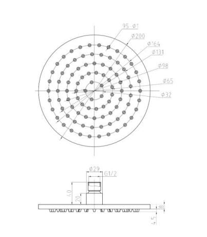 200mm Round Shower Head- Matte Black