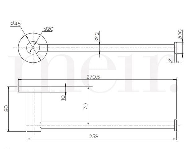 Meir Round Guest Towel Rail - Brushed Brass