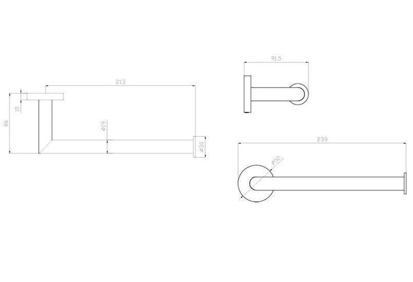 Dolce Hand Towel Rail - Matte Black - Bayside Bathroom