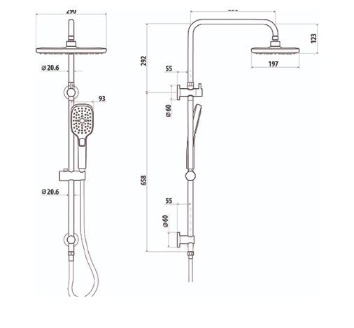 Huntingwood Full Twin shower set- Chrome