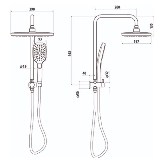 Huntingwood Mini Twin shower set- Matte Black