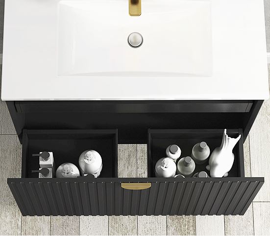 Finley Matte Black 600mm Wall Hung Vanity