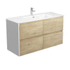 AMATO 1200 Scandi Oak Wall-Hung Vanity, Satin White Side Panels