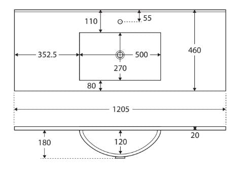 Katie Matte Black 1200mm Ceramic Moulded Top