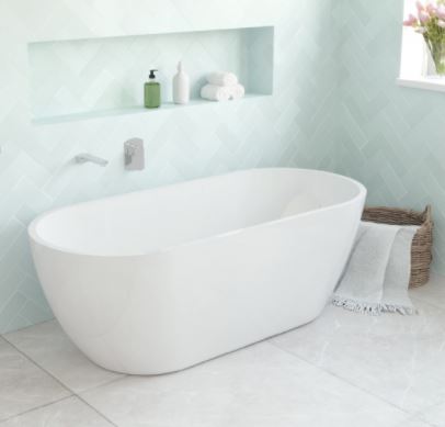 Koko 1680mm Matte White Freestanding Bath