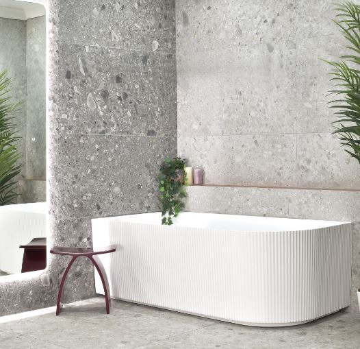 Lincoln Fluted Oval Matte White 1500mm-1700mm Corner Freestanding Bath