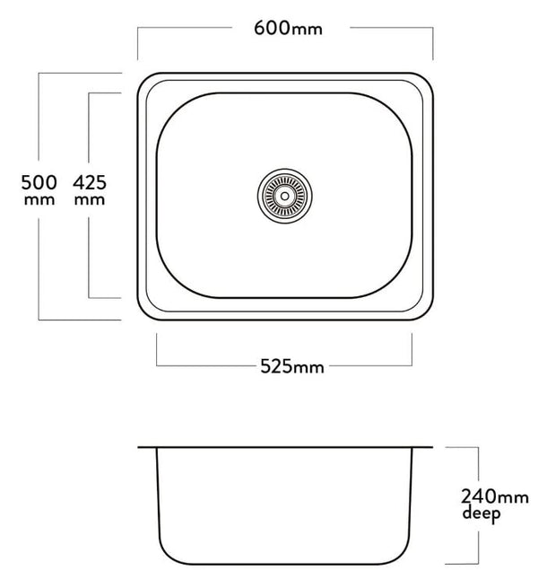 Mercer 600 x 500 Laundry Sink