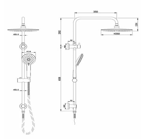 Loui Full Twin Shower set- Matte Black