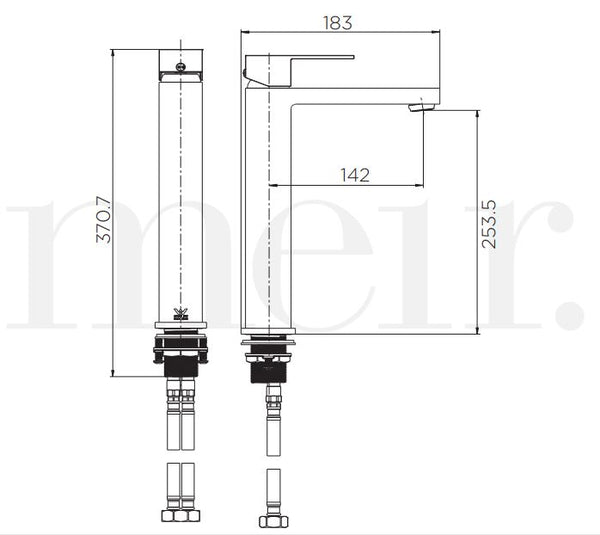 Meir Square Tall Basin Mixer - Matte Black