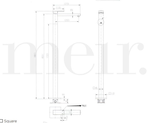 Meir Square Freestanding Bath Mixer
