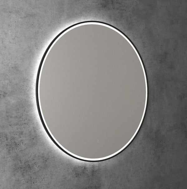 Round 700mm Matte Black Framed LED Mirror