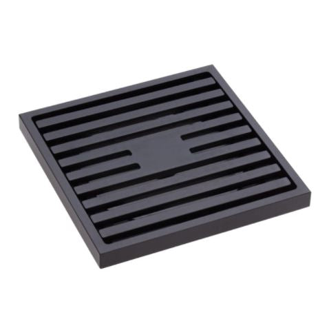 Matte Black 80mm Square Slim Grate Floor Waste