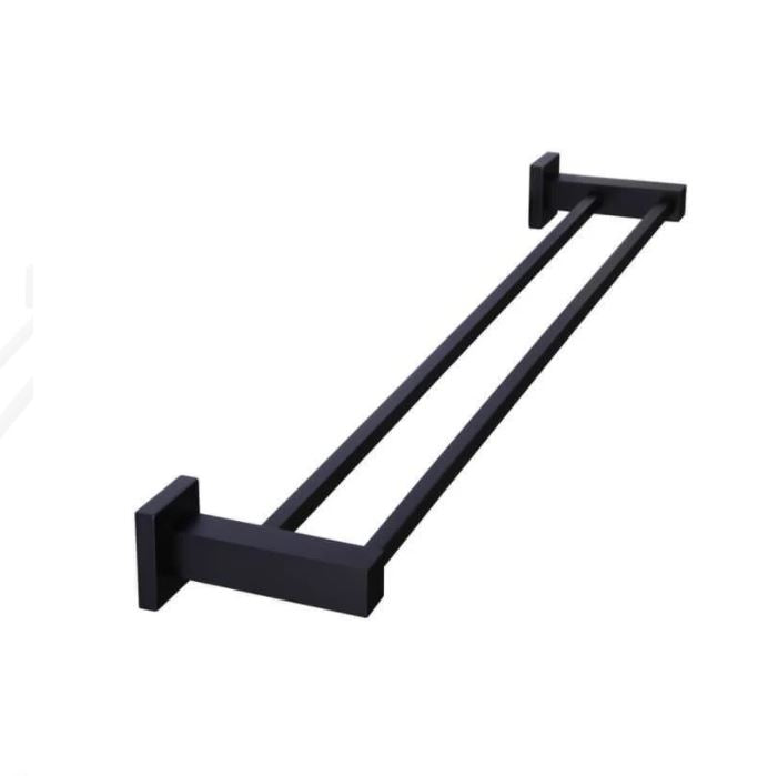 Meir Square 60cm Double Towel Rail - Matte Black
