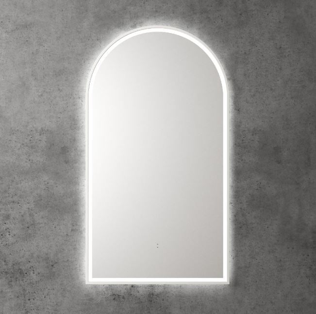 Arch 500 Matte White Framed LED Mirror