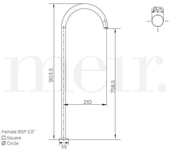 Meir Round Freestanding Bath Spout - Champagne