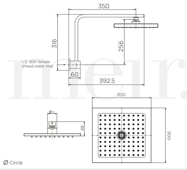 Meir Square Wall Shower High Rise