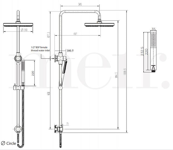 Meir Champagne Round Combination Shower Set