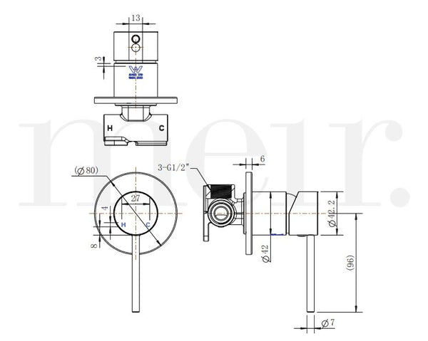 Meir Round Wall Mixer-Champagne