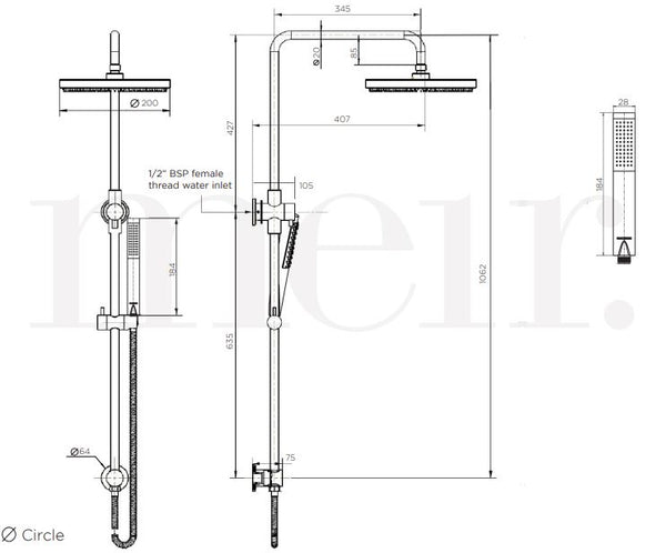 Meir Matte Black Round Combination Shower Rail
