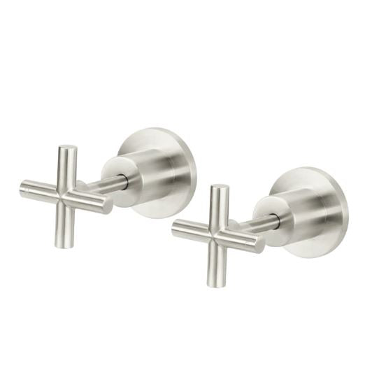 Meir Round Jumper Valve Wall Taps- Brushed Nickel