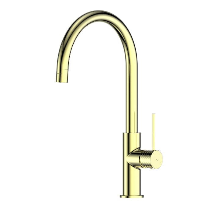 Mika Gooseneck Sink Mixer - Brushed Brass