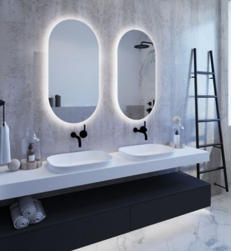 Ablaze 1000mm x 500mm Oval Premium Back-lit Mirror