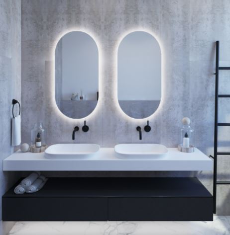 Ablaze 1000mm x 500mm Oval Premium Back-lit Mirror