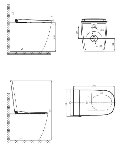 Neion Square Inwall Bidet intergated Pan