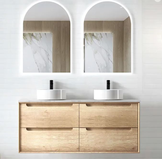Noah Natural Oak 1200mm Double Bowl Wall Hung Vanity