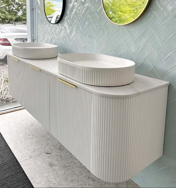 Chloe Matte White 1800mm Curve Vanity