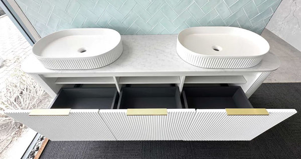 Chloe Matte White 1800mm Curve Vanity