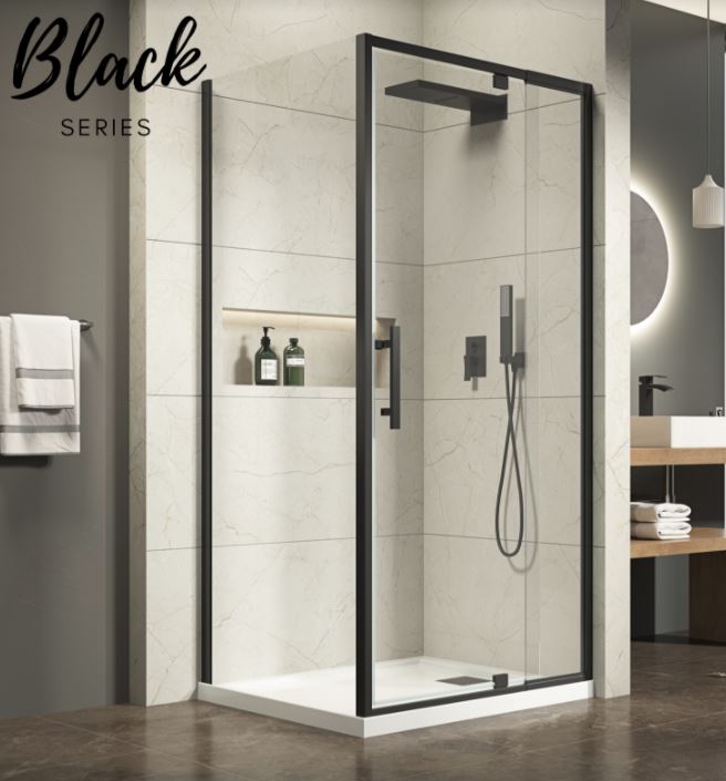 Black Louve Square Pivot Shower