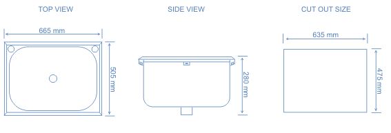 Poly 45L white sink