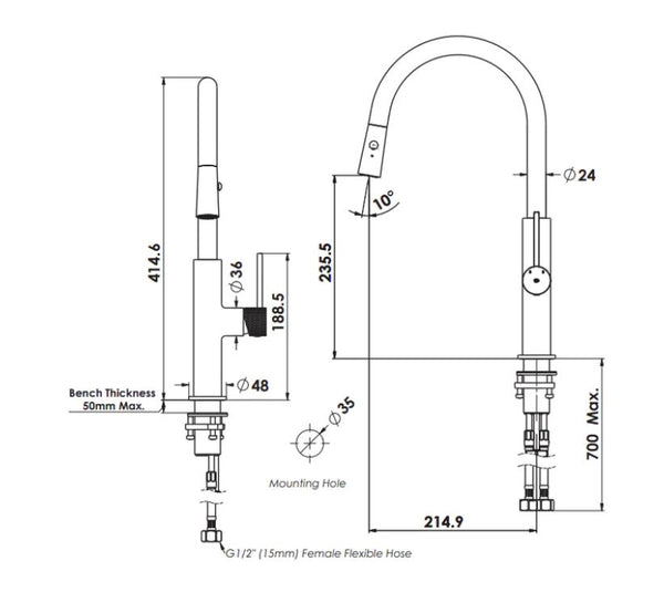 Mika Pull-Down Sink Mixer - Brushed Nickel