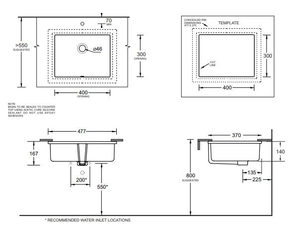 Quado 477 x 370 Undermount Basin