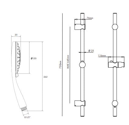 Ariel 3 Function Shower On Libera Retro-fit Rail