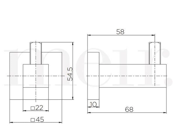 Meir Square Robe Hook - Matte Black