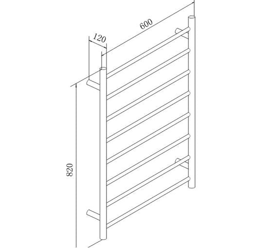 Rondo Black 600 Round 8 Bar Heated Towel Rail
