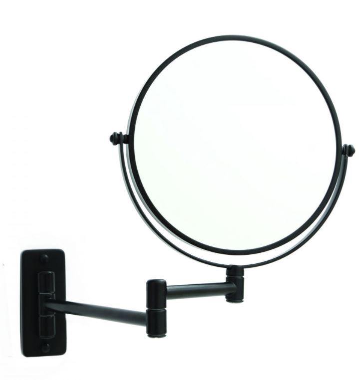 Matte Black Round 5X Magnification Mirror