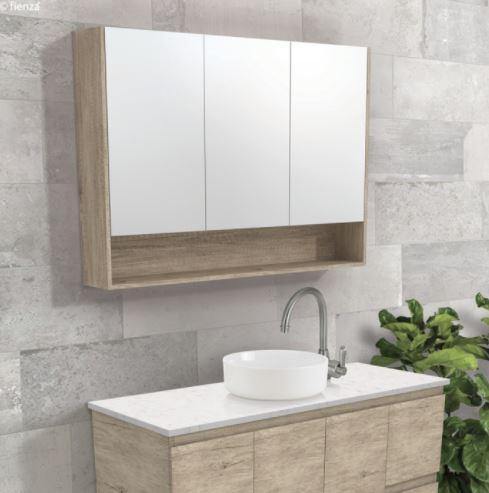 Scandi Oak Mirror Cabinet With Undershelf 750 - 1200mm - Bayside Bathroom