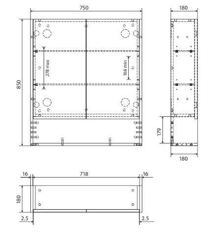 Industrial Edge Mirror Cabinet With Undershelf 750 - 1200mm - Bayside Bathroom
