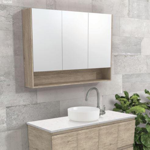 Scandi Oak Mirror Cabinet With Undershelf 750 - 1200mm - Bayside Bathroom
