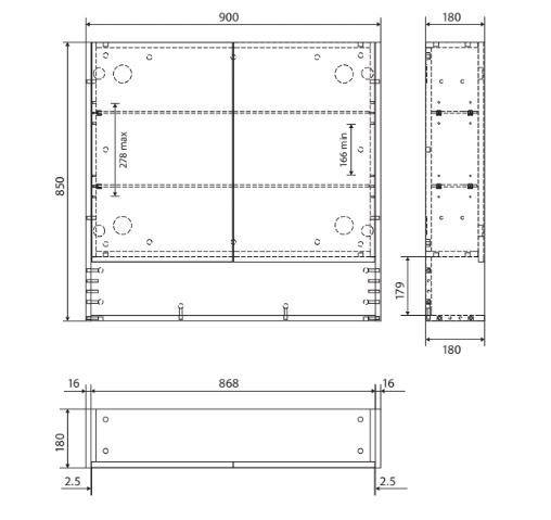 Matte Black Mirror Cabinet With Undershelf 750 - 1200mm - Bayside Bathroom