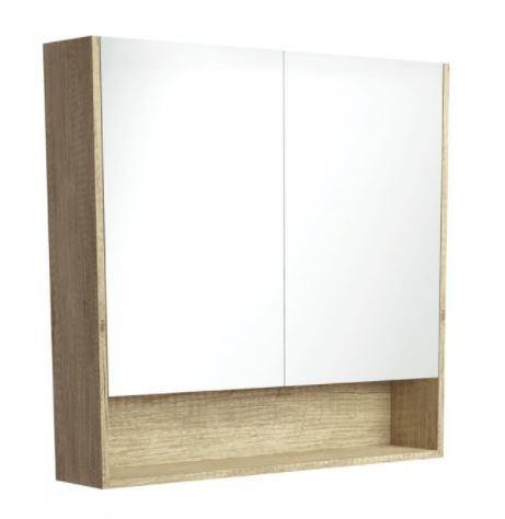 Scandi Oak Mirror Cabinet With Undershelf 750 - 1200mm - Bayside Bathroom