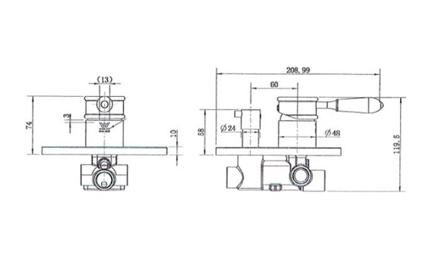 Elizabeth Bath/Shower Mixer With Diverter-Chrome Body/ White Ceramic Handle