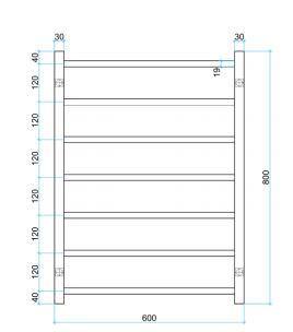 600mm Square Brushed Stainless Steel Heated Towel Rail - Bayside Bathroom