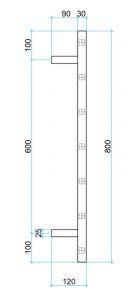 600mm Square Brushed Stainless Steel Heated Towel Rail - Bayside Bathroom