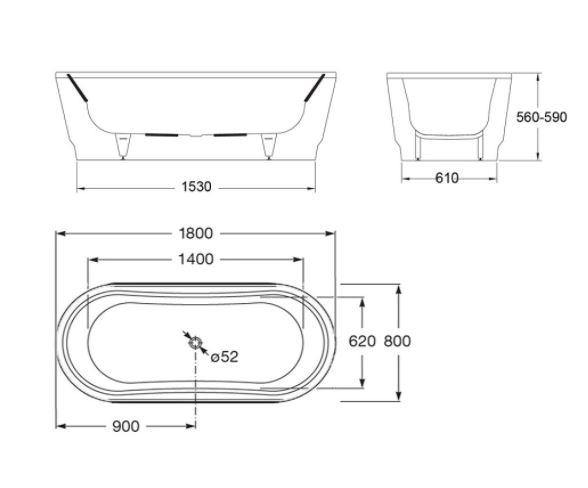 Emma 1800 Freestanding Enamelled Steel Bath - Bayside Bathroom